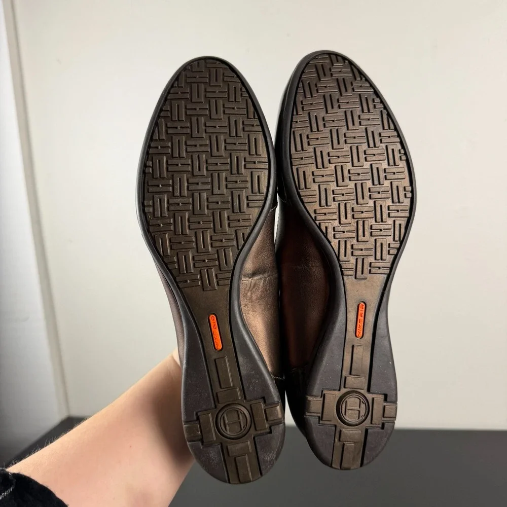 Cole Haan Ballet Flats Women 8.5B Bronze Metallic Leather Cap Toe Slip-On Casual